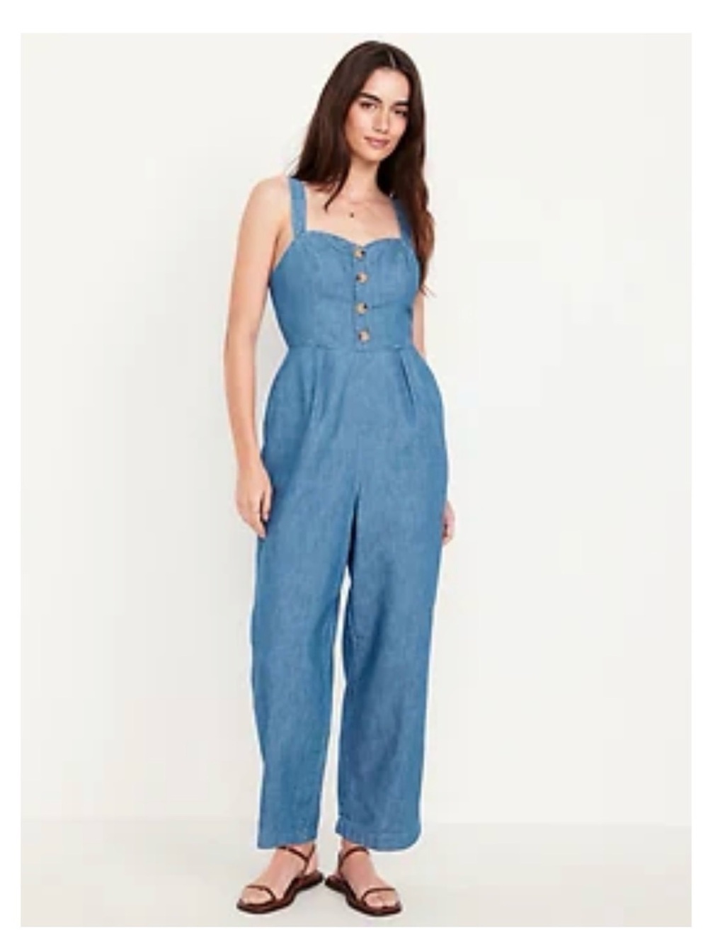 Old Navy Light Blue Denim Button-Front Jumpsuit